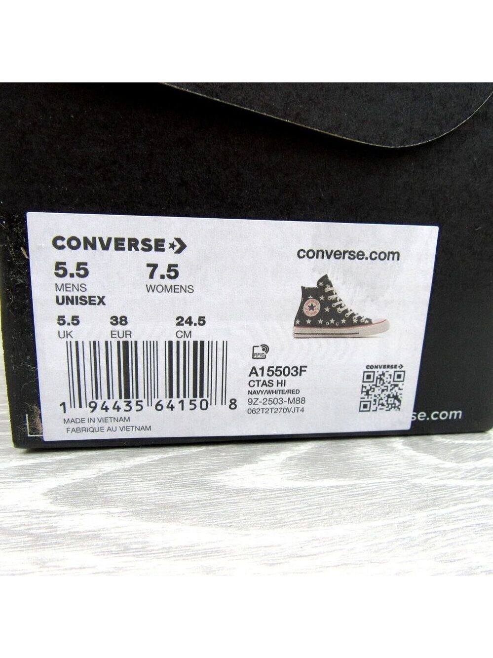Converse Chuck Taylor All Star HI Archive Stars Womens Size 7.5 Navy NEW - Picture 14 of 14
